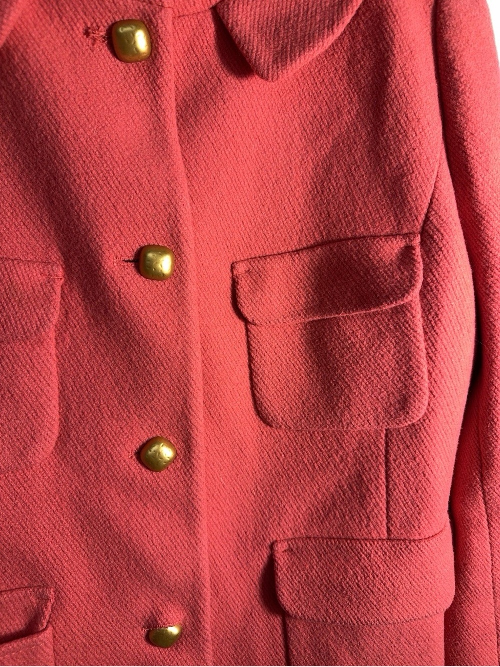 J. Crew Coral Pink Four-Pocket Button Pea Coat - Picture 4 of 8